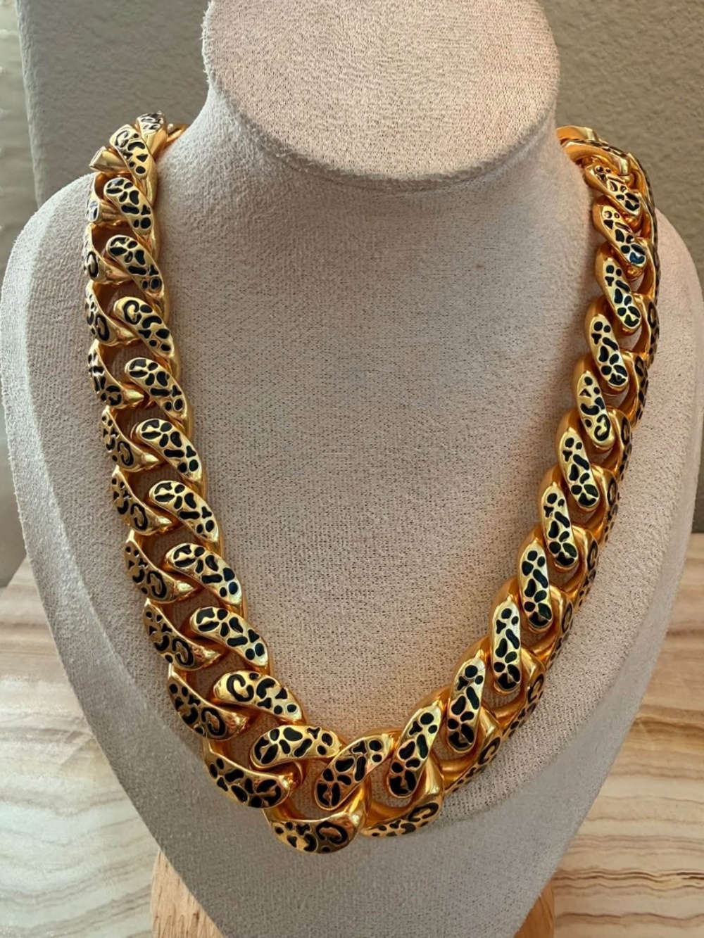 Mr O Atelier Rodrigo Otazu Gold Enamel Leopard Statement Chain Necklace